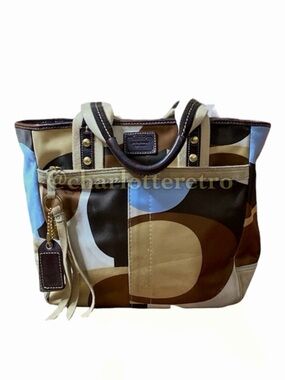Y2K vtg Coach Hamptons Scarf Print Tote 10113